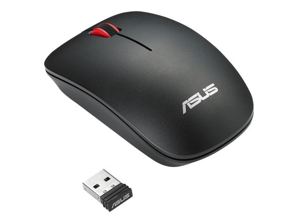 ASUS WT300 - Mouse - right and left-handed - optical - wireless - 2.4 GHz - USB wireless receiver - black, red
