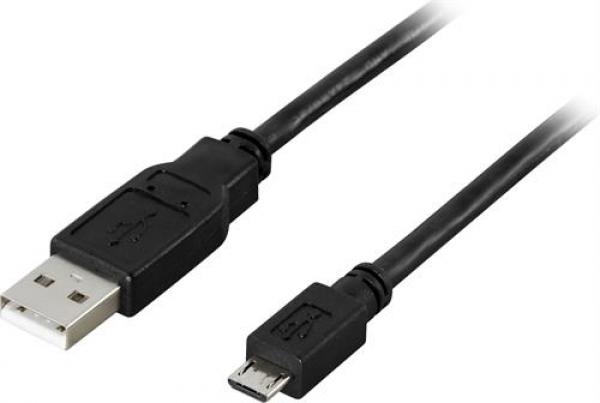 USB 2.0 kaapeli A-MicroB u-u, 5-pin, 1m musta