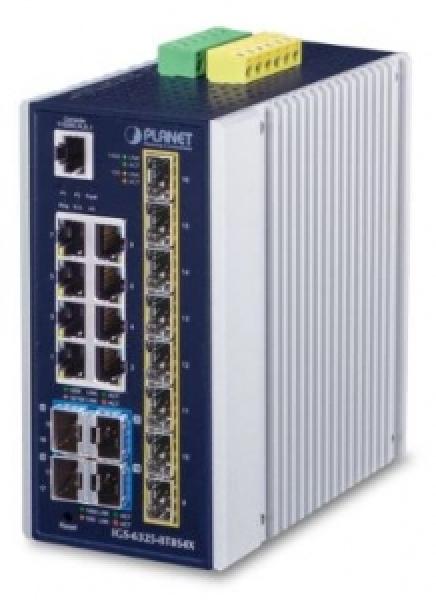 8x100/1000T+8xSFP, 4x10G SFP -40...+75C Industrial Switch, SNMP, L3, IP30
