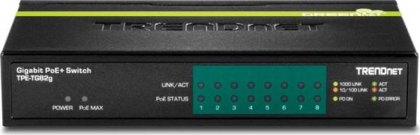TRENDnet TPE-TG pöytätietokoneen gigabittikytkin, 8x RJ-45, 61W PoE +