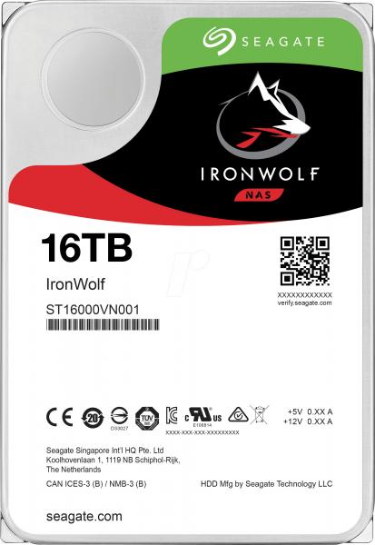 SEAGATE IronWolf 16TB, 3.5", 7.2K, 256MB, SATA III NAS-kiintolevy