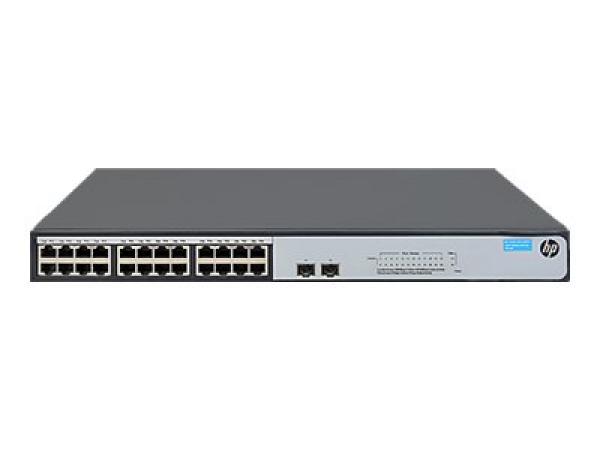 HPE 1420-24G-2SFP+ 10G Uplink Switch - Kytkin - hallitsematon - 24 x 10/100/1000 + 2 x 1 Gigabit / 10 Gigabit SFP+ - työpöytä, räkkiin asennettava