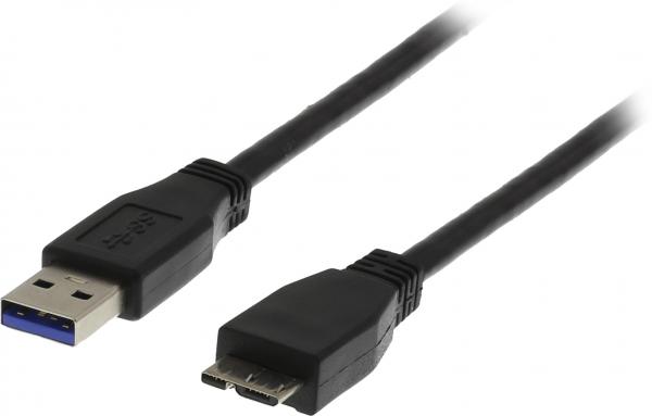 DELTACO USB 3.0 kaapeli, A ur - Micro B ur, 0,5m, musta