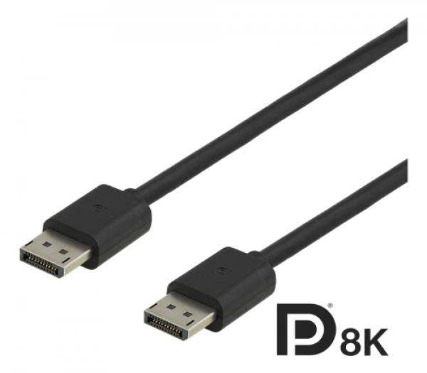 DELTACO DisplayPort kaapeli, DP 1.4, 7680x4320 i 60Hz, 1m, musta