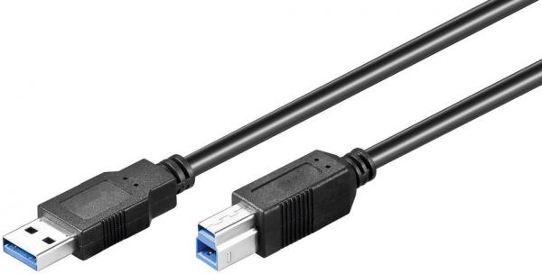 MicroConnect USB3.0 A-B 0.5m M-M Black
