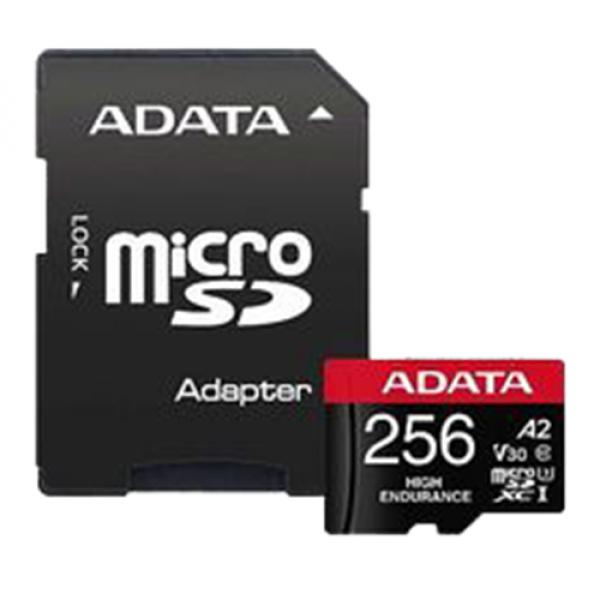 ADATA High Endurance - Flash-muistikortti (microSDXC to SD -adapteri sisältyvä) - 256GB - A2 / Video Class V30 / UHS-I U3 / Class10 - microSDXC UHS-I