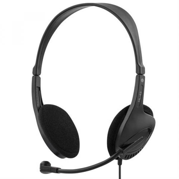 DELTACO headset, suljetut, 32 Ohm, äänensäätö kaapelissa, 2,3m, musta, 2x 3.5mm plug