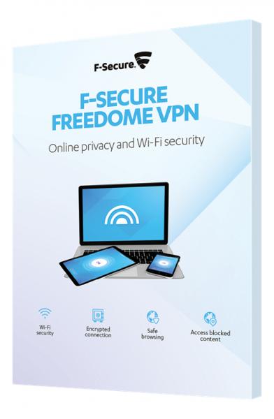 F-Secure Freedome VPN, 1 vuosi, 3 laitetta, rajoittamaton käyttö, ei vaadi rekisteröintiä