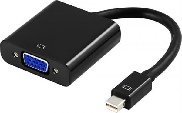 DELTACO sovitin, mini DisplayPort - VGA, 20-pin uros - 15-pin naaras, kaapeli 0,05m, musta