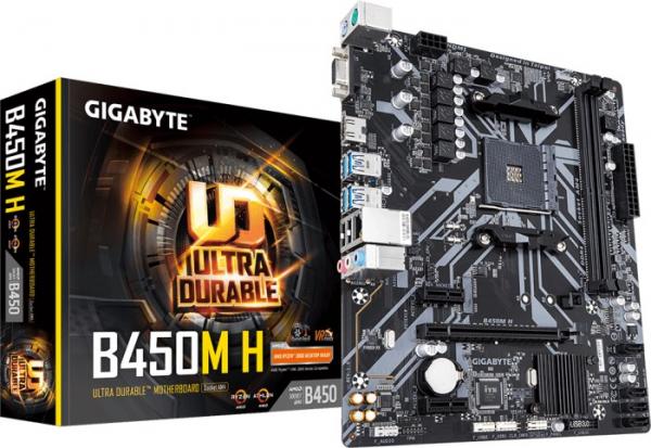 GIGABYTE B450M H emolevy - AMD B450 - AMD AM4 -liitäntä - DDR4 RAM - Micro-ATX