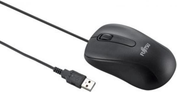 Fujitsu M520 Mouse - USB - Optical - 3 Button(s) - Black - Cable - 1000 dpi - Tilt Wheel - Symmetrical