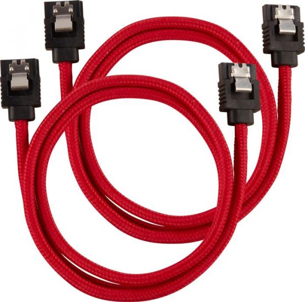 Corsair Premium Sleeved SATA Data Cable Set with Straight Connectors - Punainen- 60cm - 2kpl