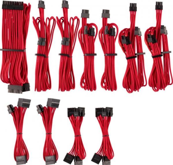 Corsair Premium Individually Sleeved PSU Cable Pro Kit, Type 4 (Generation 4), RED
