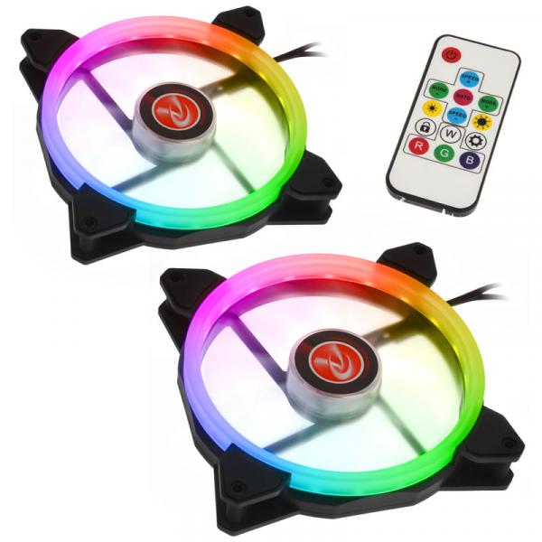 IRIS 14 Rainbow RGB LED-tuuletin, kaksoispakkaus + kaukosäädin - 140mm
