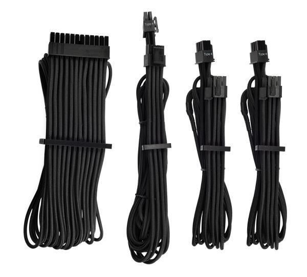 Corsair Premium Individually Sleeved PSU Cable Starter Kit- Type 4 -Generation 4-- BLACK