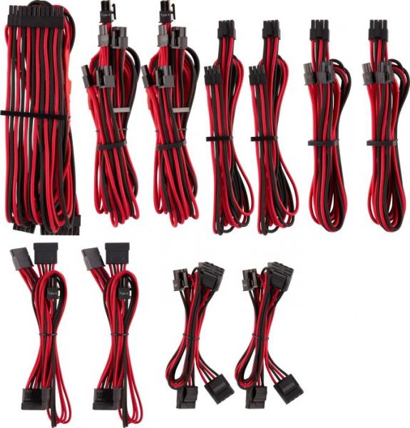 Corsair Premium Individually Sleeved PSU Cable Pro Kit- Type 4 -Generation 4-- RED-BLACK