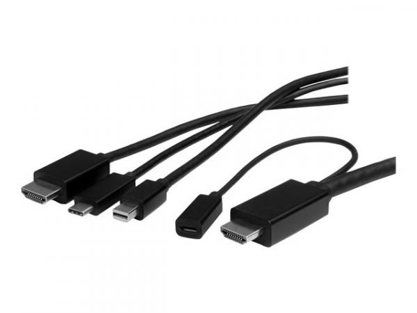 STARTECH.COM USB-C HDMI or Mini DisplayPort to HDMI Converter Cable - 2 m 6 ft.