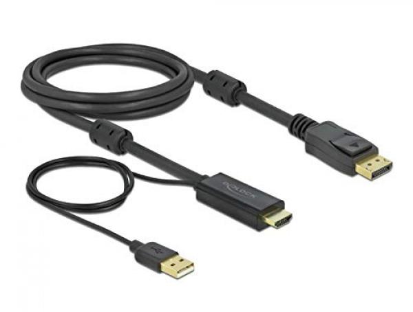 DELOCK 85964 - HDMI - DisplayPort 1.2 -liitin, 4K @ 30Hz, 2 m