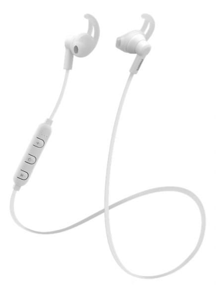 STREETZ BT-kuulokemikrofoni HL-BT304 stay-in-ear, painikkeet puheluiden ja toiston ohjaamiseen, valkoinen