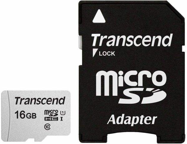 Transcend 16GB 300S, microSDHC-muistikortti + adapteri