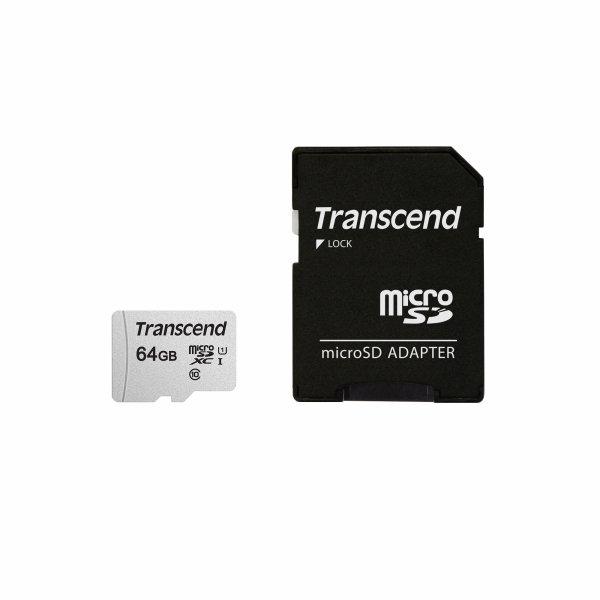 Transcend 64GB 300S, microSDXC-muistikortti + adapteri