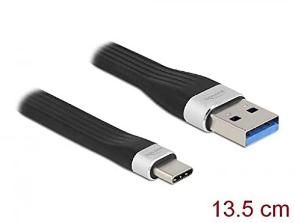 Cable Delock FPC USB-A to USB-C 13,5 cm PD 3 A