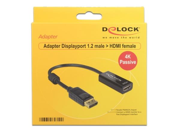 DeLOCK 62609, 0,2 m, DisplayPort, HDMI, Uros, Naaras