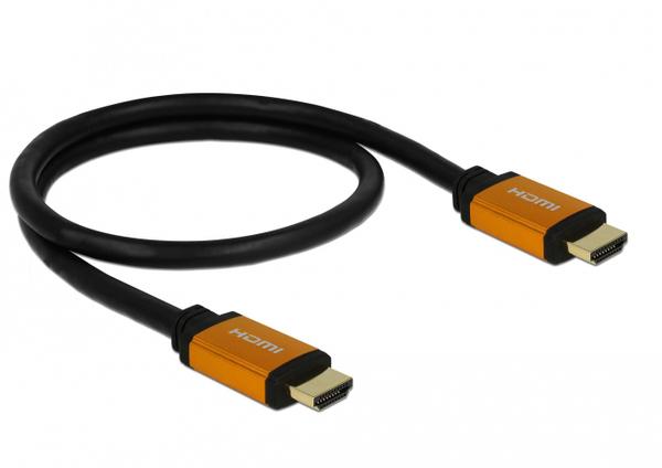 De-Lock HDMI HDMI 2.1 -kaapeli, 0,5m, Musta/Kulta
