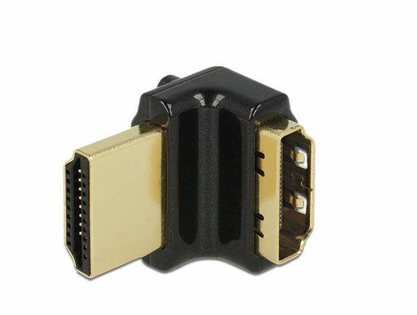 Delock HDMI-sovitin, 19-pin naaras-uros, kulmaliitin 90° ylös, m