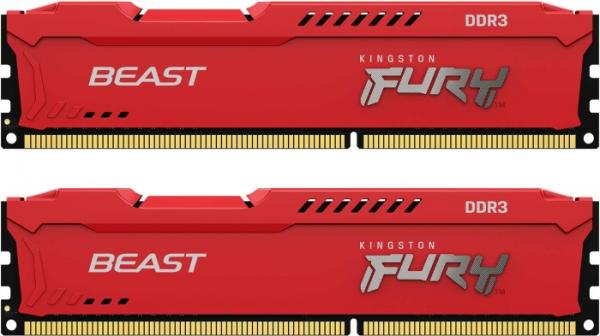 Kingston 16 Gt (2 x 8 Gt) Fury Beast, DDR3 1600MHz, CL10 -muisti, Punainen