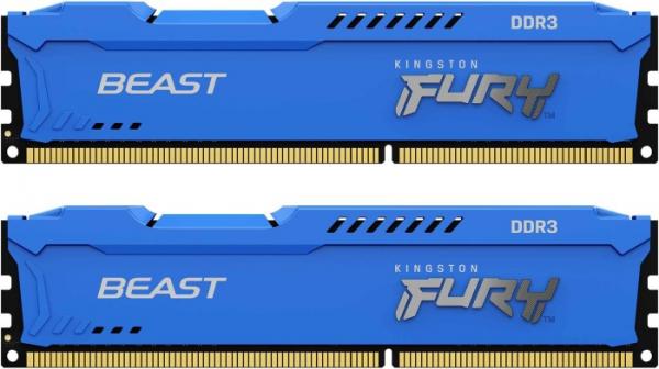 Kingston 16 Gt (2 x 8 Gt) Fury Beast, DDR3 1600MHz, CL10 -muisti, Sininen