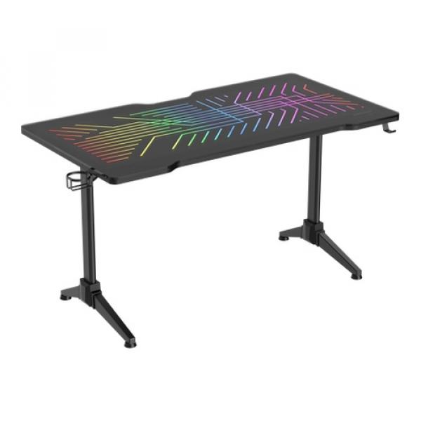 Gaming Desk RGB, Glass LED tabletop, 140x75cm