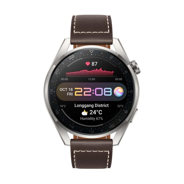 HUAWEI WATCH 3 PRO LTE SILVER WITH BROWN LEATHER STRAP