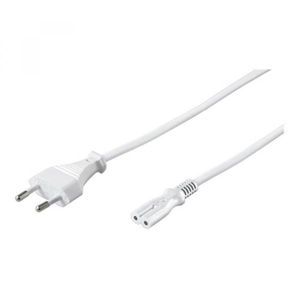 DELTACO ungrounded power cable, CEE 7/16 to IEC 60320 C7, 10m, white