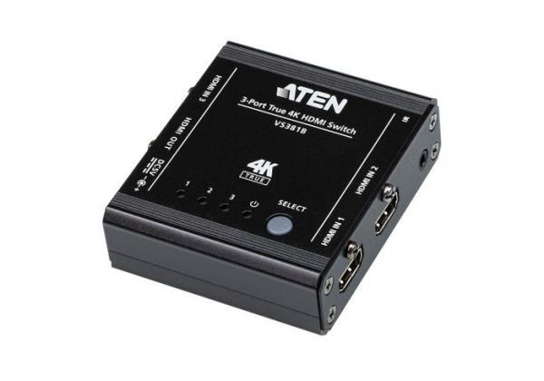 ATEN 3-Port True HDMI Switch with IR Control and Pass-Through