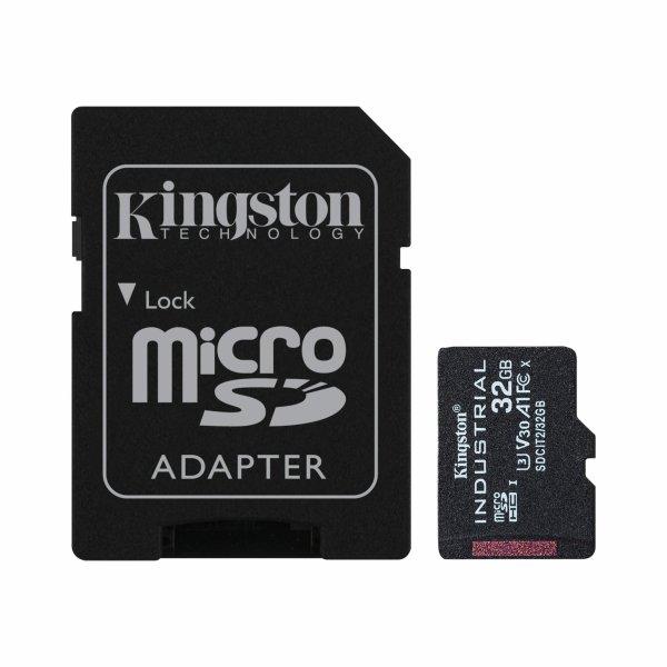 KINGSTON 32GB MICROSDHC INDUSTRIAL C10 A1 PSLC CARD + SD ADAPTER