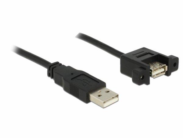 DeLOCK USB 2.0 kaapeli paneeliasennukseen, USB typ A ur - na, 1m,musta