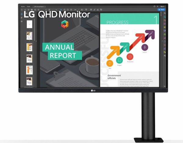 LG 27" Monitor Ergo 27QN880-B - Black - 5 ms AMD FreeSync