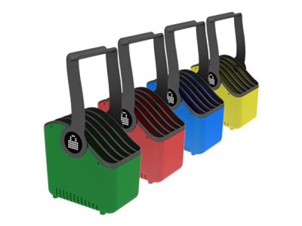 Lockncharge LARGE 13- Plastic Device Basket -Set of 4- - Yellow Green Blue Red
