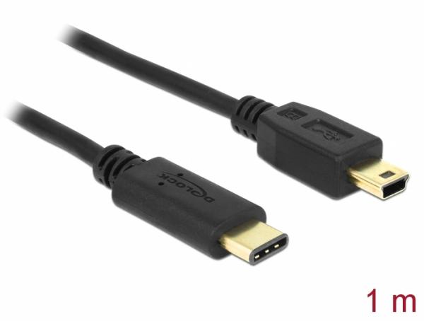 Cable Delock USB 2.0 USB-C to mini-B 1m black