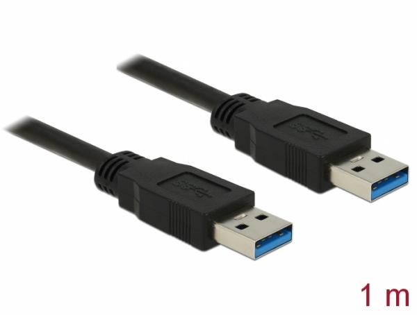 DeLOCK USB 3.0 -kaapeli, 1m, USB-A uros - USB-A uros, musta
