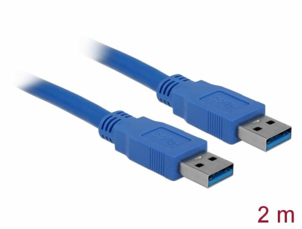 Delock-kaapeli USB 3.0 Type-A uros > USB 3.0 Type-A uros 2 m sininen