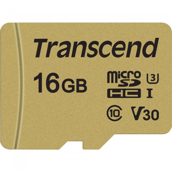 Transcend microSDHC 500S    16GB Class 10 UHS-I U3 V30 + Adapter