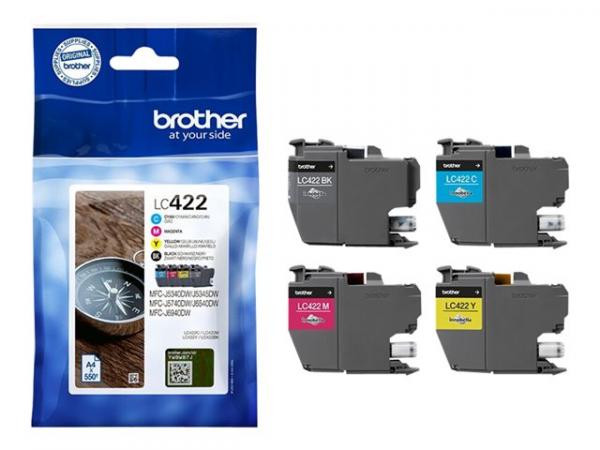 Brother LC422VALDR LC422 Value pack with security tag, includes LC422BK, LC422C, LC422M, LC422Y