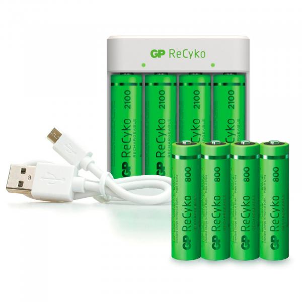 GP ReCyko E111 4-Port USB Charge + 4xAA 2100mAH + 4x AAA 800mAh