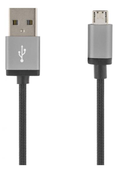 DELTACO USB-kaapeli, kangaspääll., Type A ur - Type Micro B, 1m, musta