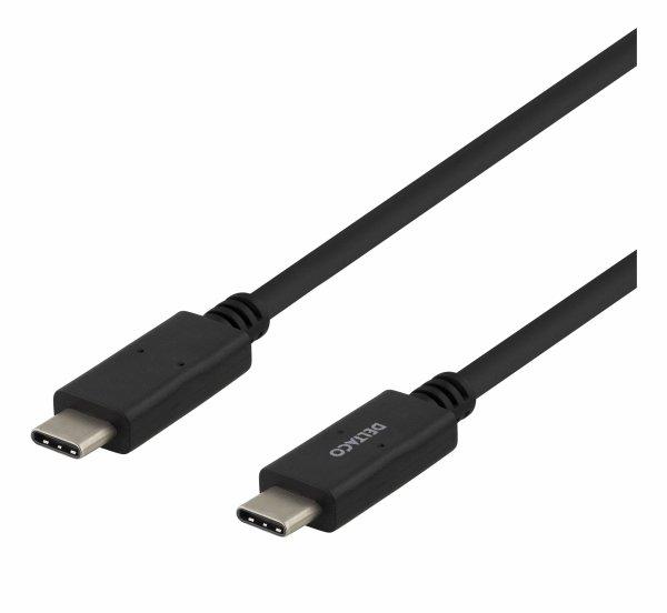 DELTACO USB-C 2.0 -kaapeli, 3m, USB-IF:n sertifioima, 480Mbit/s, musta