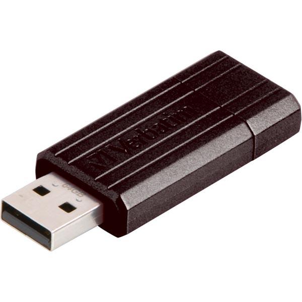 Verbatim USB 2.0 muisti, Store´N´Go, 64GB, PinStripe, musta