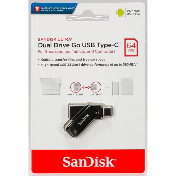 SANDISK USB Dual Drive Go Ultra 64GB, USB-C & USB 3.1
