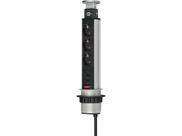 Brennenstuhl Tower Power pöytämalli 3 x CEE 7/4, 2 USB